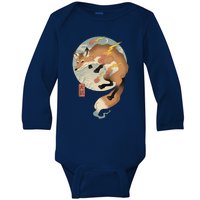 Fire Fox Ukiyo E Japanese Baby Long Sleeve Bodysuit