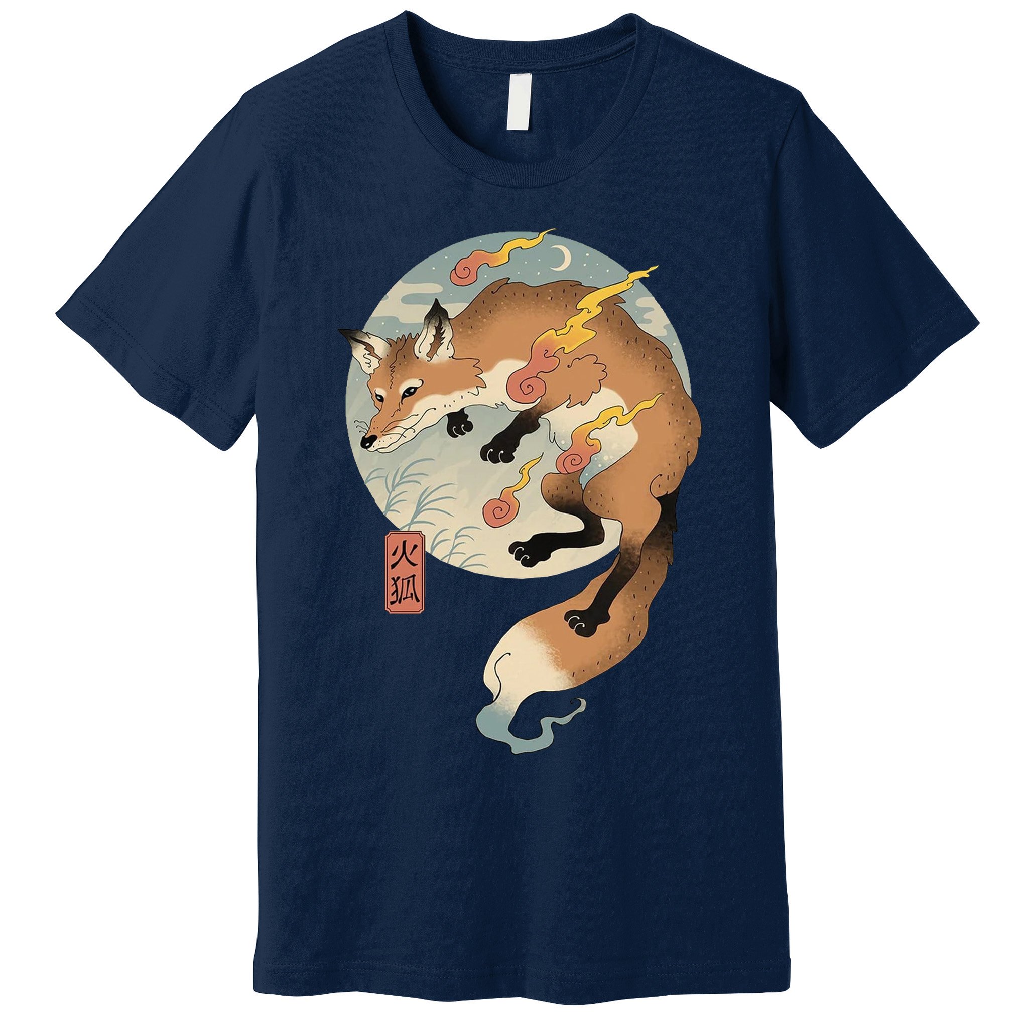 Fire Fox Ukiyo E Japanese Premium T-Shirt