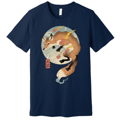 Fire Fox Ukiyo E Japanese Premium T-Shirt