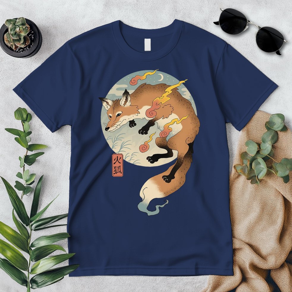 Fire Fox Ukiyo E Japanese Premium T-Shirt