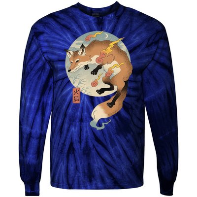 Fire Fox Ukiyo E Japanese Tie-Dye Long Sleeve Shirt