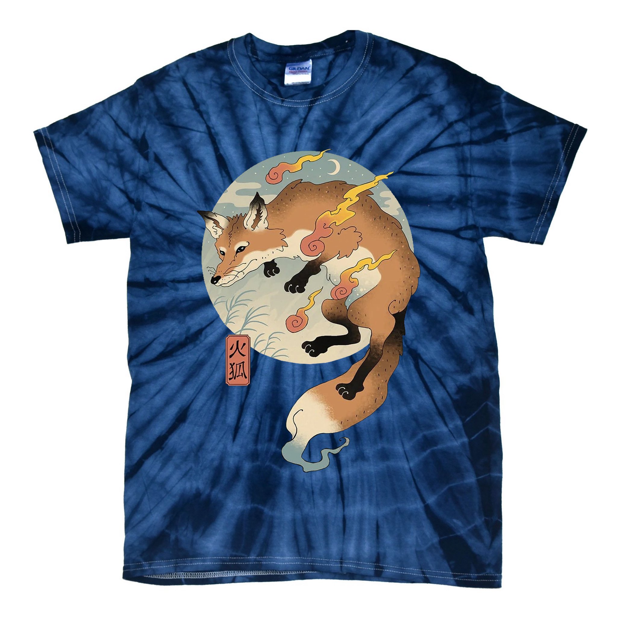 Fire Fox Ukiyo E Japanese Tie-Dye T-Shirt