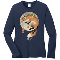 Fire Fox Ukiyo E Japanese Ladies Long Sleeve Shirt