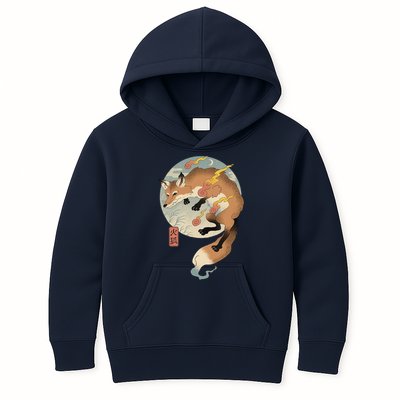 Fire Fox Ukiyo E Japanese Kids Hoodie