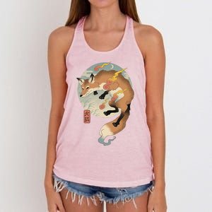 Fire Fox Ukiyo E Japanese Women's Knotted Racerback Tank