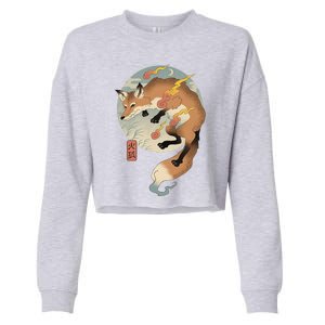 Fire Fox Ukiyo E Japanese Cropped Pullover Crew