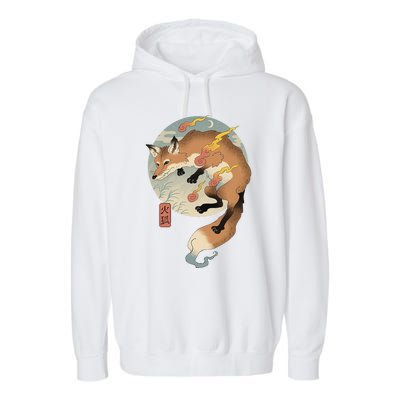 Fire Fox Ukiyo E Japanese Garment-Dyed Fleece Hoodie