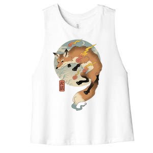 Fire Fox Ukiyo E Japanese Women's Racerback Cropped Tank