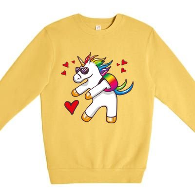 Funny Flossing Unicorn Valentines Day Gift Funny Gift Premium Crewneck Sweatshirt