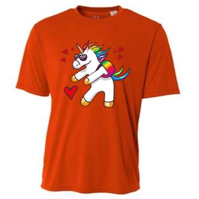 Funny Flossing Unicorn Valentines Day Gift Funny Gift Cooling Performance Crew T-Shirt