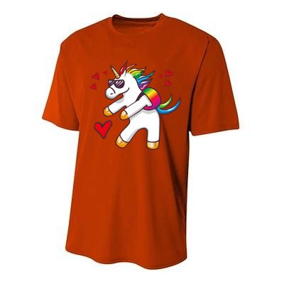 Funny Flossing Unicorn Valentines Day Gift Funny Gift Performance Sprint T-Shirt