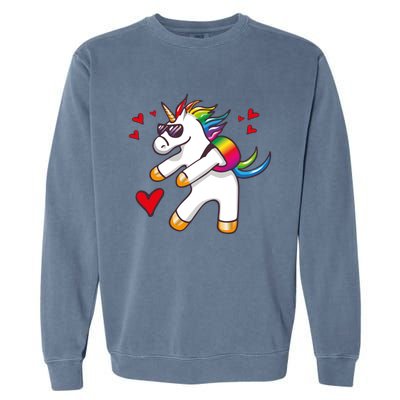 Funny Flossing Unicorn Valentines Day Gift Funny Gift Garment-Dyed Sweatshirt