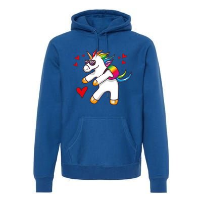 Funny Flossing Unicorn Valentines Day Gift Funny Gift Premium Hoodie