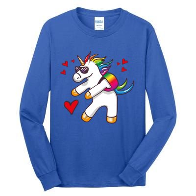 Funny Flossing Unicorn Valentines Day Gift Funny Gift Tall Long Sleeve T-Shirt