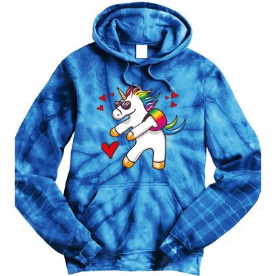 Funny Flossing Unicorn Valentines Day Gift Funny Gift Tie Dye Hoodie