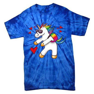 Funny Flossing Unicorn Valentines Day Gift Funny Gift Tie-Dye T-Shirt