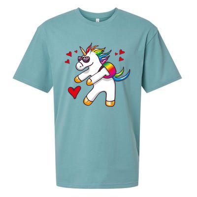 Funny Flossing Unicorn Valentines Day Gift Funny Gift Sueded Cloud Jersey T-Shirt