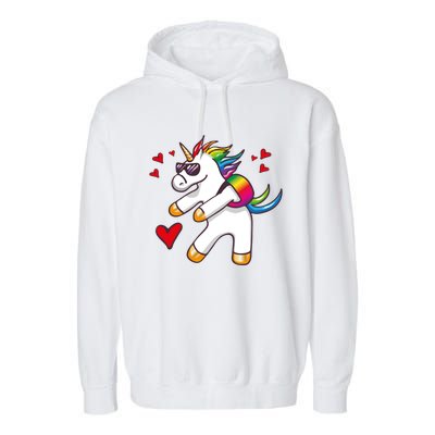 Funny Flossing Unicorn Valentines Day Gift Funny Gift Garment-Dyed Fleece Hoodie