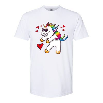 Funny Flossing Unicorn Valentines Day Gift Funny Gift Softstyle CVC T-Shirt