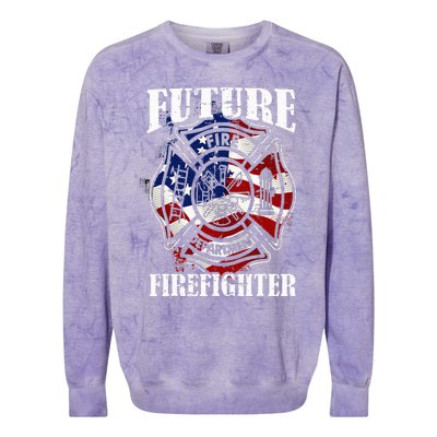 Future Firefighter USA Flag Theme For Birthday Colorblast Crewneck Sweatshirt