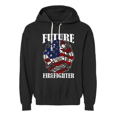 Future Firefighter USA Flag Theme For Birthday Garment-Dyed Fleece Hoodie