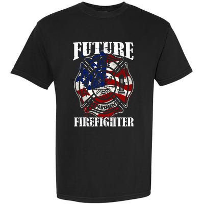 Future Firefighter USA Flag Theme For Birthday Garment-Dyed Heavyweight T-Shirt