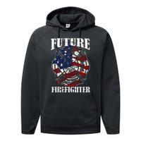 Future Firefighter USA Flag Theme For Birthday Performance Fleece Hoodie