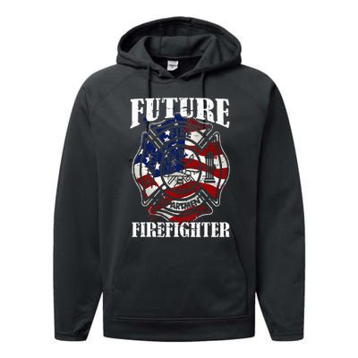 Future Firefighter USA Flag Theme For Birthday Performance Fleece Hoodie