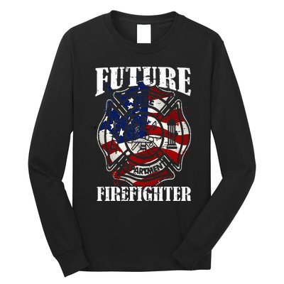 Future Firefighter USA Flag Theme For Birthday Long Sleeve Shirt