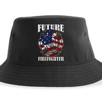 Future Firefighter USA Flag Theme For Birthday Sustainable Bucket Hat