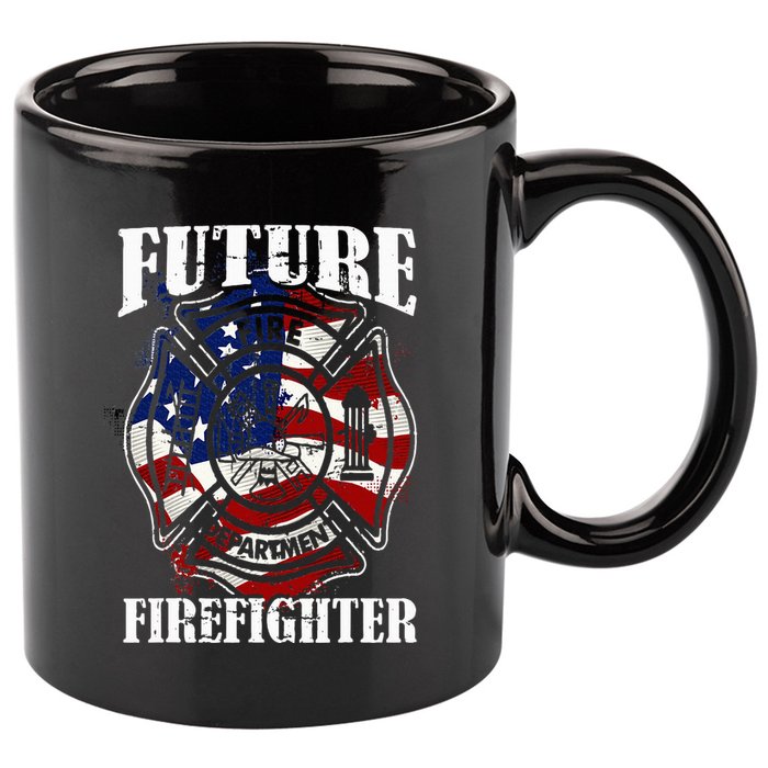 Future Firefighter USA Flag Theme For Birthday 11oz C Handle Ceramic Mug