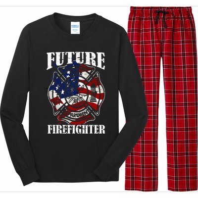 Future Firefighter USA Flag Theme For Birthday Long Sleeve Pajama Set