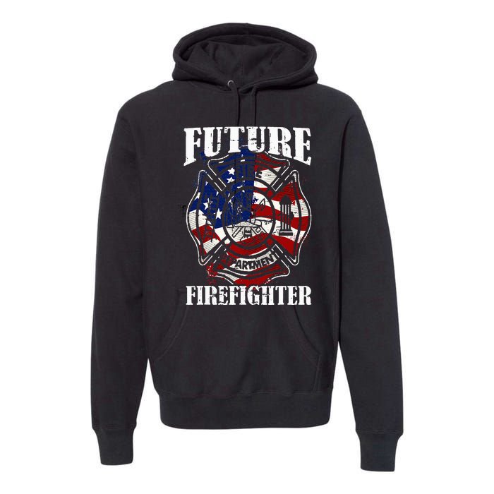 Future Firefighter USA Flag Theme For Birthday Premium Hoodie