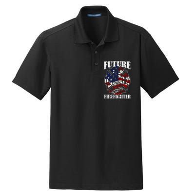 Future Firefighter USA Flag Theme For Birthday Dry Zone Grid Polo