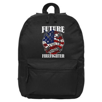 Future Firefighter USA Flag Theme For Birthday 16 in Basic Backpack