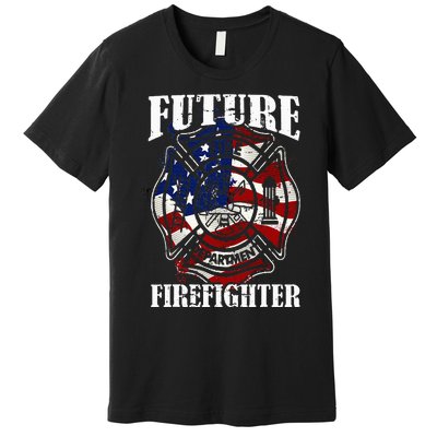 Future Firefighter USA Flag Theme For Birthday Premium T-Shirt