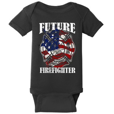 Future Firefighter USA Flag Theme For Birthday Baby Bodysuit