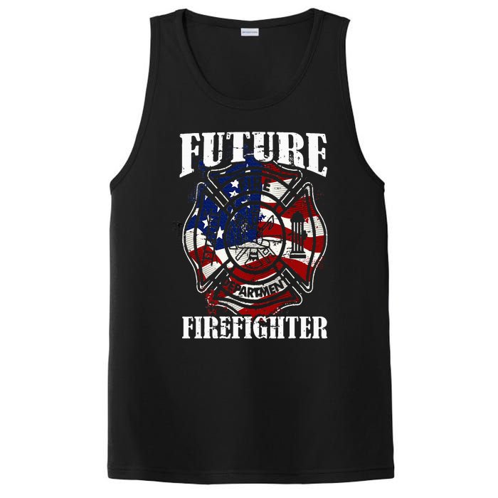 Future Firefighter USA Flag Theme For Birthday PosiCharge Competitor Tank