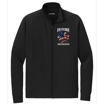 Future Firefighter USA Flag Theme For Birthday Stretch Full-Zip Cadet Jacket