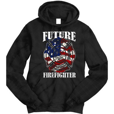 Future Firefighter USA Flag Theme For Birthday Tie Dye Hoodie