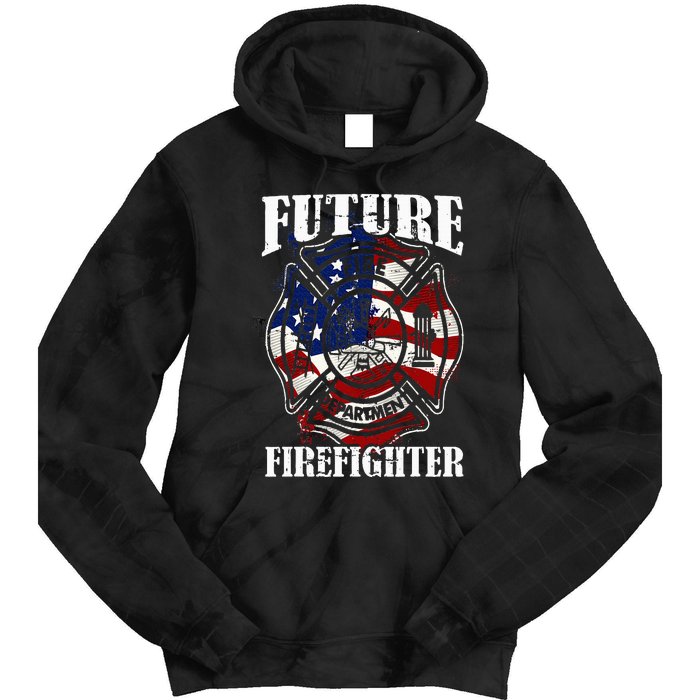 Future Firefighter USA Flag Theme For Birthday Tie Dye Hoodie