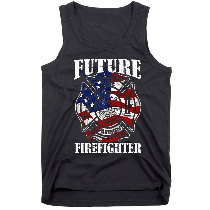 Future Firefighter USA Flag Theme For Birthday Tank Top