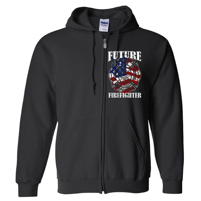 Future Firefighter USA Flag Theme For Birthday Full Zip Hoodie