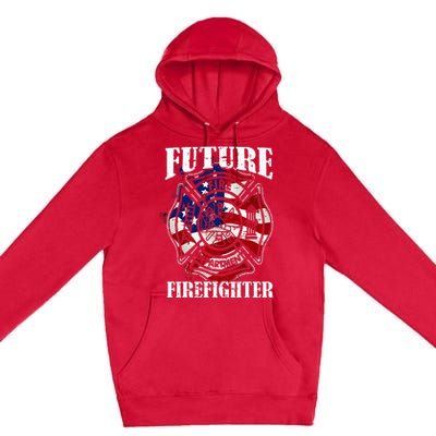 Future Firefighter USA Flag Theme For Birthday Premium Pullover Hoodie