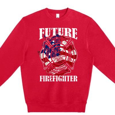 Future Firefighter USA Flag Theme For Birthday Premium Crewneck Sweatshirt