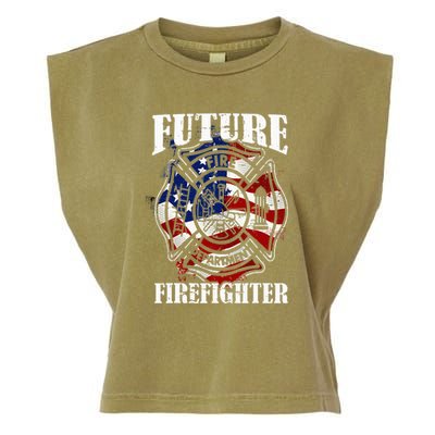 Future Firefighter USA Flag Theme For Birthday Garment-Dyed Women's Muscle Tee