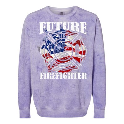 Future Firefighter USA Flag Theme party  Colorblast Crewneck Sweatshirt