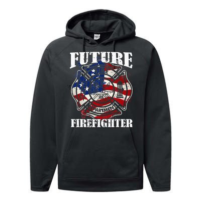 Future Firefighter USA Flag Theme party  Performance Fleece Hoodie