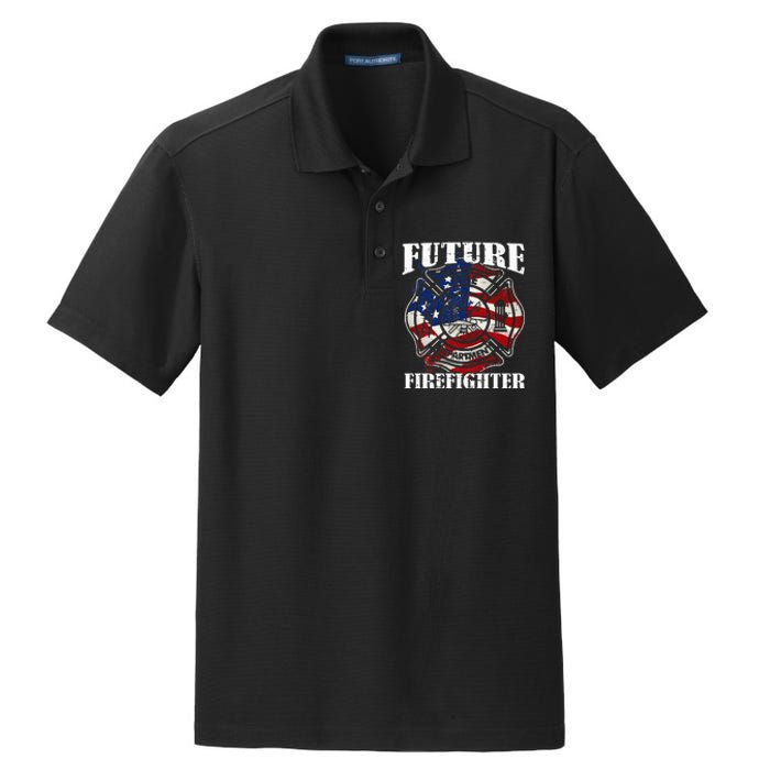 Future Firefighter USA Flag Theme party  Dry Zone Grid Polo