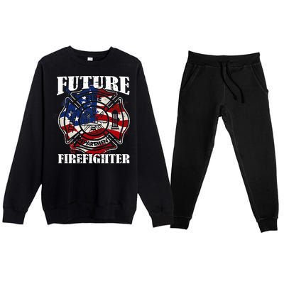 Future Firefighter USA Flag Theme party  Premium Crewneck Sweatsuit Set